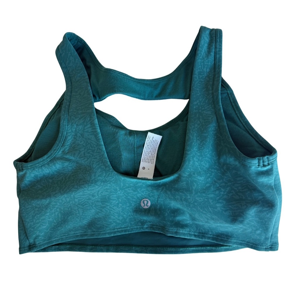 Lululemon Everlux Cut Out Train Bra Teal Blue Emboss Racerback Womens Size 8 - Picture 5 of 6